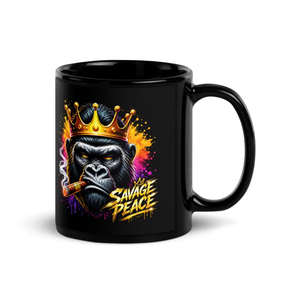 Gold Crown Black Glossy Mug